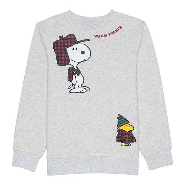 Big Kids Peanuts Crew Fleece - Oatmeal Heather (X SMALL)