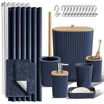 Clara Clark Bathroom Accessories Set with Rug