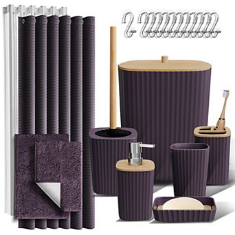 Clara Clark Bathroom Accessories Set with Rug