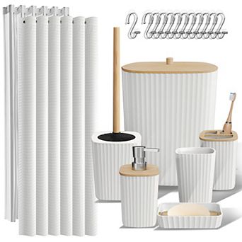 Clara Clark Bathroom Accessories Set with Rug