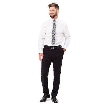 slim fit dress slacks Marquis Mens Slim Fit Solid White Cotton Blend Dress Shirt, 16 1/2 / 32/33