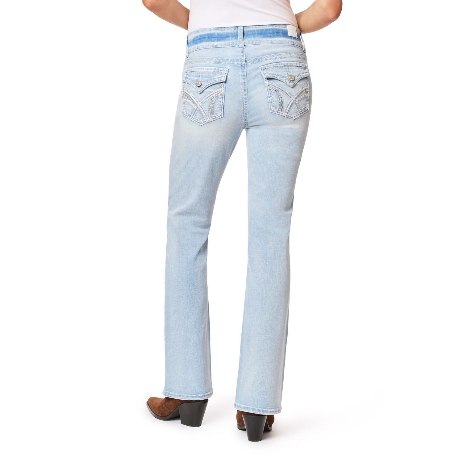 Wallflower Women's Luscious Curvy Bootcut Mid-rise Bling Insta Stretch Juniors Jeans Standard And Plus Paula 1