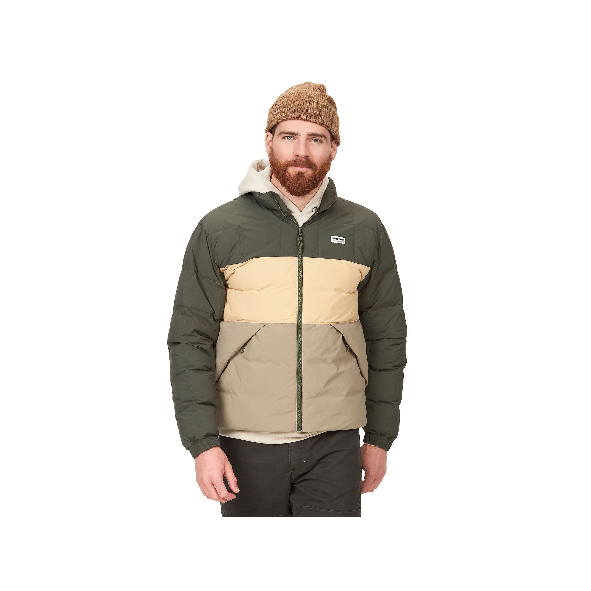 Mens Marmot Ares Colorblock Down Puffer Jacket, Size: Large, Nori