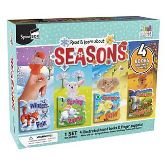 SpiceBox First Library Four Seasons: 4 Die-Cut Board Books with Finger Puppets