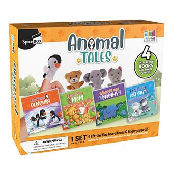 SpiceBox First Library Animal Tales: Interactive Board Books with Finger Puppets