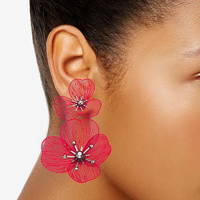 Simply Vera Vera Wang Red Flower Double Drop Earrings