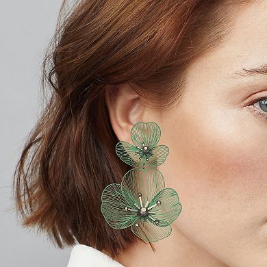 Simply Vera Vera Wang Red Flower Double Drop Earrings