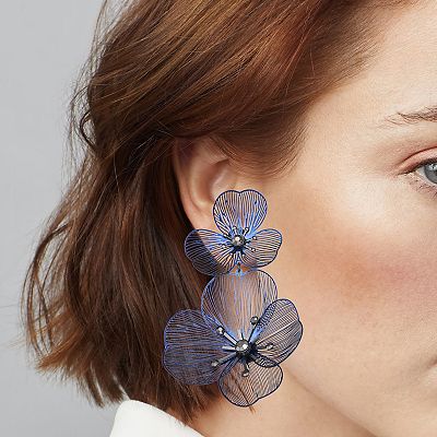 Simply Vera Vera Wang Red Flower Double Drop Earrings - Main Image