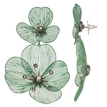 Simply Vera Vera Wang Red Flower Double Drop Earrings