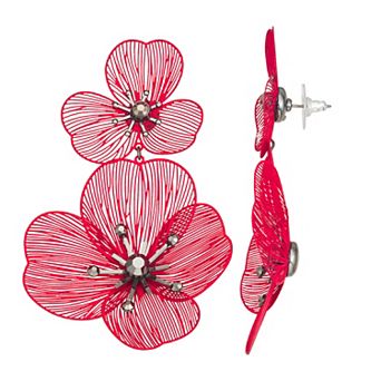 Simply Vera Vera Wang Red Flower Double Drop Earrings