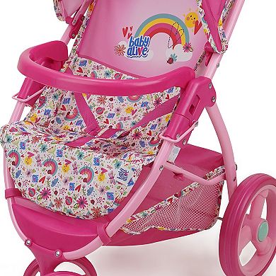 509 Crew Baby Alive Doll Jogging Stroller - Pink & Rainbow