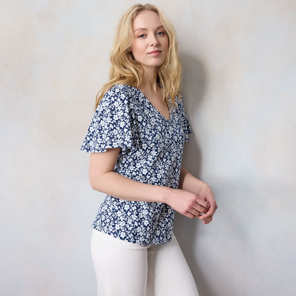 Women's LC Lauren Conrad V-Neck Flutter Sleeve Tee