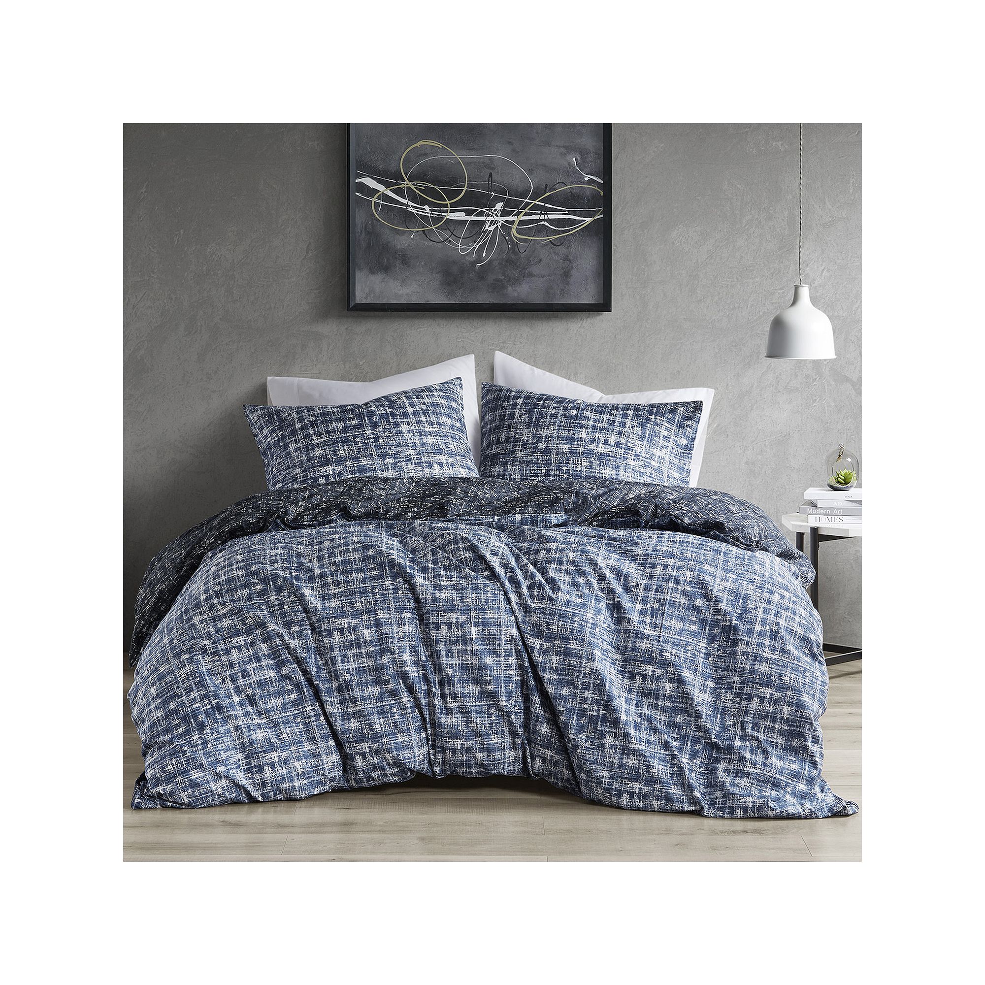 510 Design Maca Textured Print Reversible Comforter Set, Blue