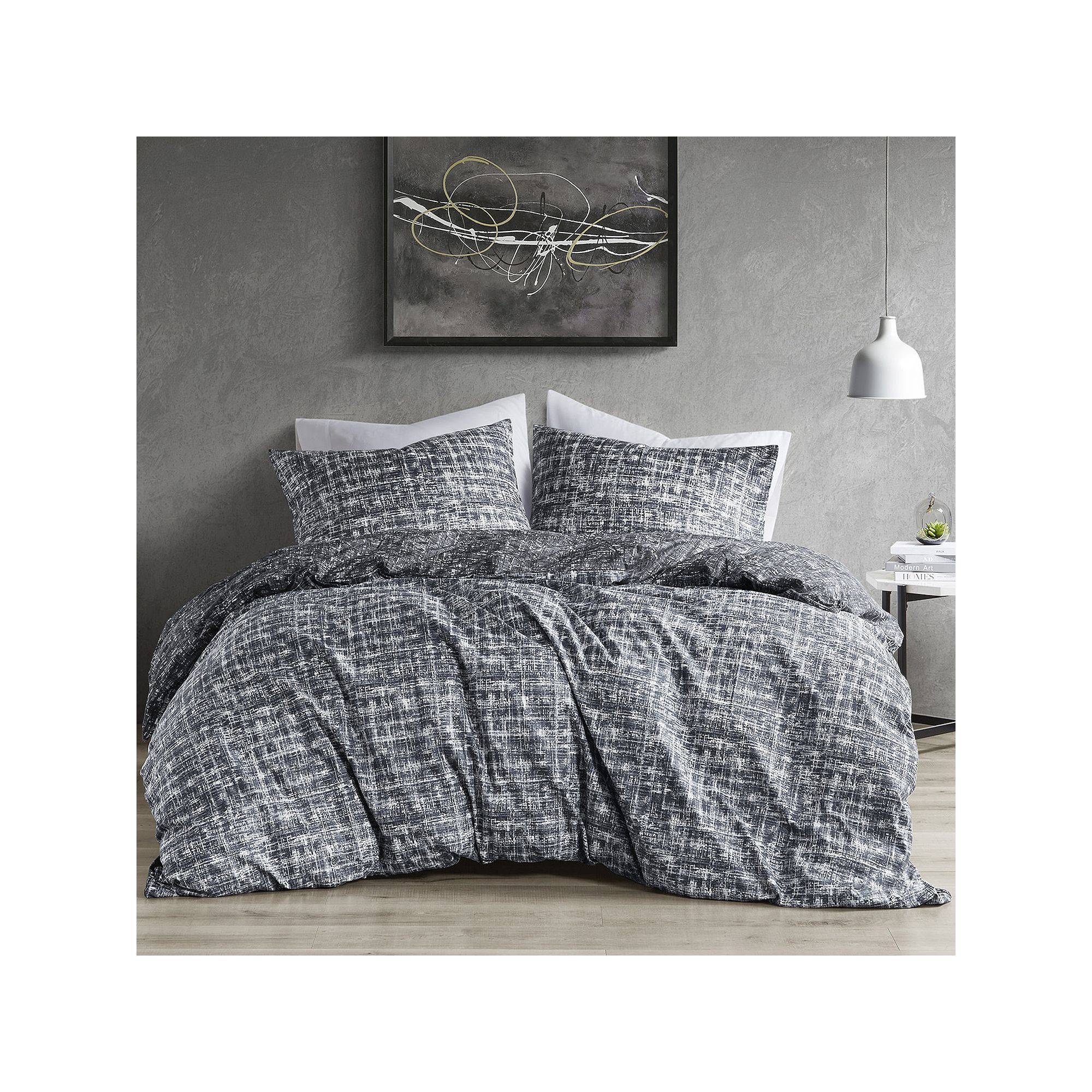 510 Design Maca Textured Print Reversible Comforter Set, Gray