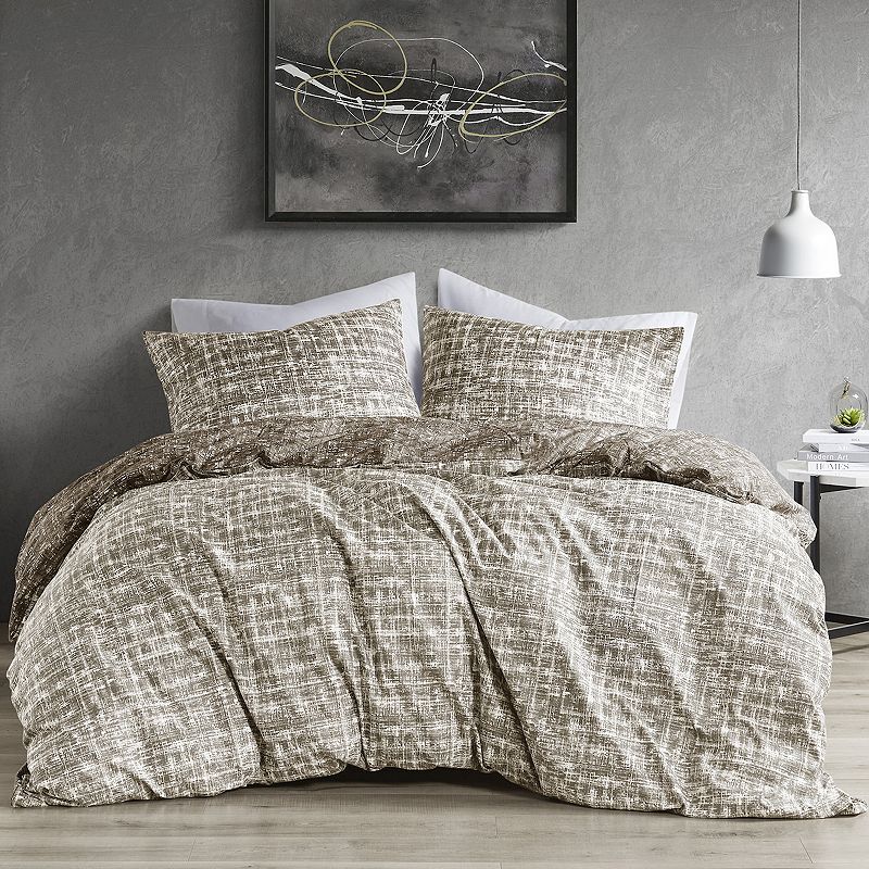 510 Design Maca Textured Print Reversible Duvet Set, Brown