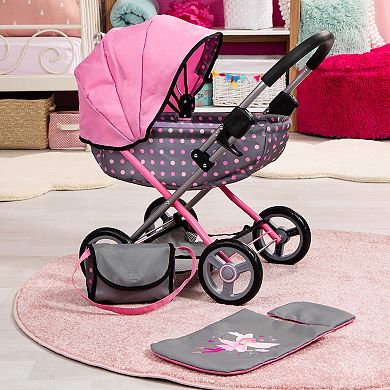 Bayer Design Dolls Pram Cosy - Fairy Poka Dot Grey Pink