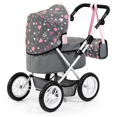 Bayer Design Dolls Trendy Pram - Gray, Pink, Hearts