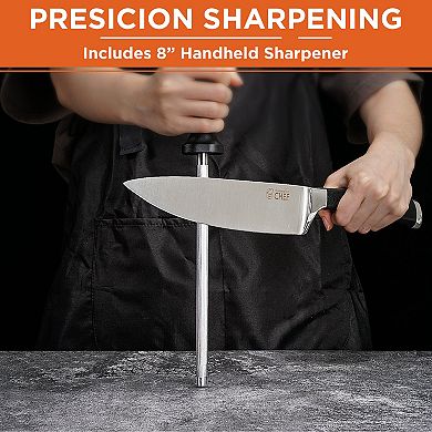 Commercial Chef Pro Chef Knife 8 inch Blade with Knife Sharpener