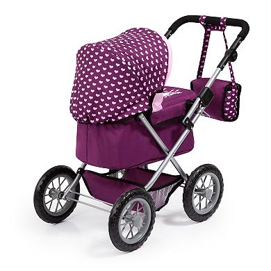 Bayer Design Dolls Trendy Pram - Burgundy, Pink, Hearts