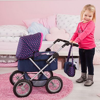 Bayer Design Dolls Trendy Pram - Blue, Pink, Hearts