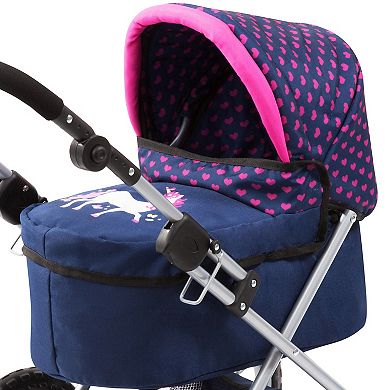 Bayer Design Dolls Trendy Pram - Blue, Pink, Hearts
