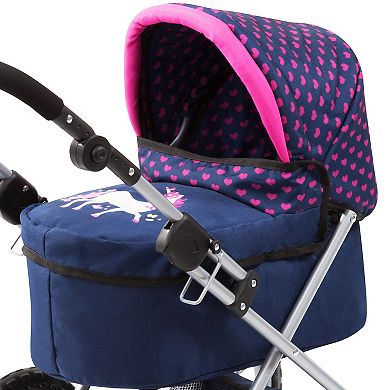 Bayer Design Dolls Trendy Pram - Blue, Pink, Hearts