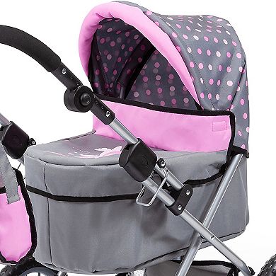 Bayer Design Dolls Trendy Pram - Grey, Pink, Dots