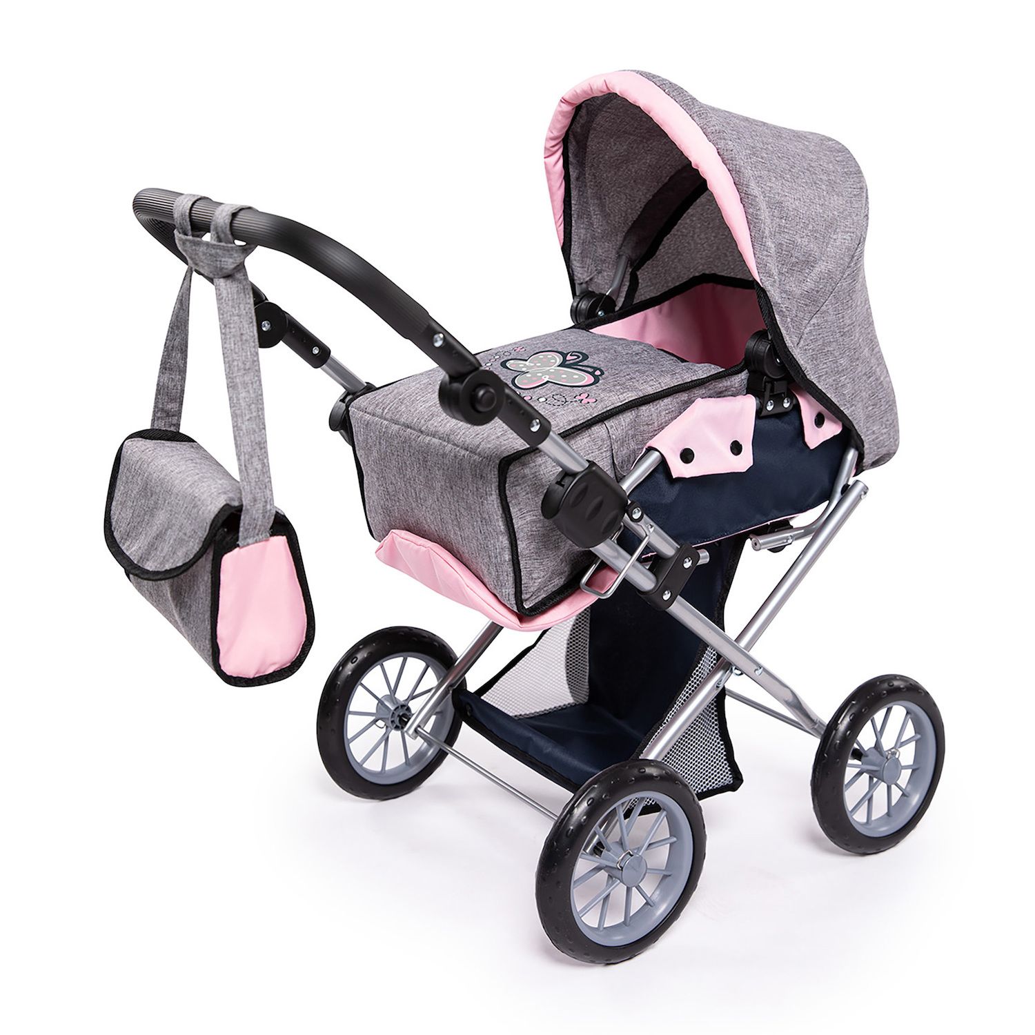 Bayer Design Dolls Pram City Star - Grey, Pink, Butterfly