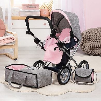 Bayer Design Dolls Pram City Star - Grey, Pink, Butterfly