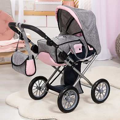 Bayer Design Dolls Pram City Star - Grey, Pink, Butterfly