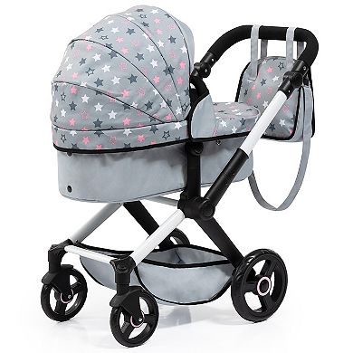Bayer Design Dolls Pram Xeo - Grey, Pink, Stars