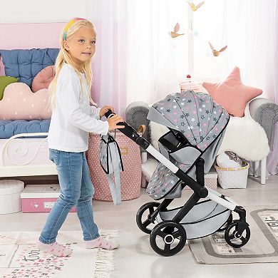 Bayer Design Dolls Pram Xeo - Grey, Pink, Stars