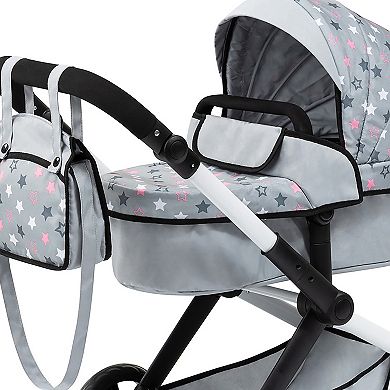 Bayer Design Dolls Pram Xeo - Grey, Pink, Stars