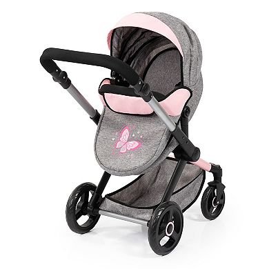 Bayer Design Dolls Pram Xeo - Butterfly Grey & Pink