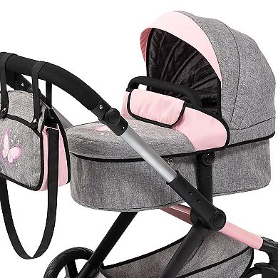 Bayer Design Dolls Pram Xeo - Butterfly Grey & Pink