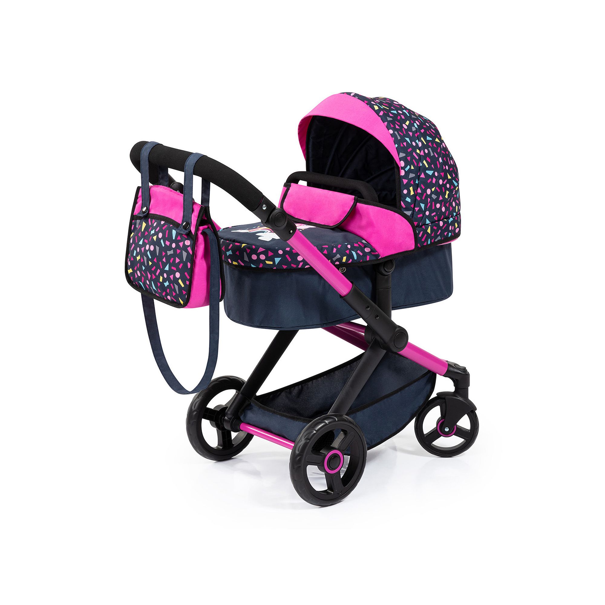 Bayer Design Dolls Pram Xeo - Shapes Navy & Pink, Multi