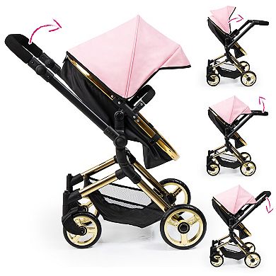 Bayer Design Dolls Pram Neo Vario - Pink, Black, Gold