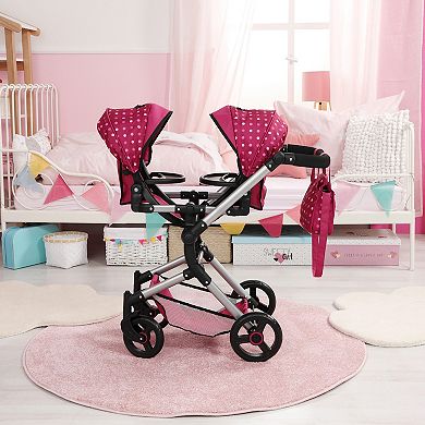 Bayer Design Dolls Neo Twin Doll Pram - Hot Pink, Polka Dots, Fairy