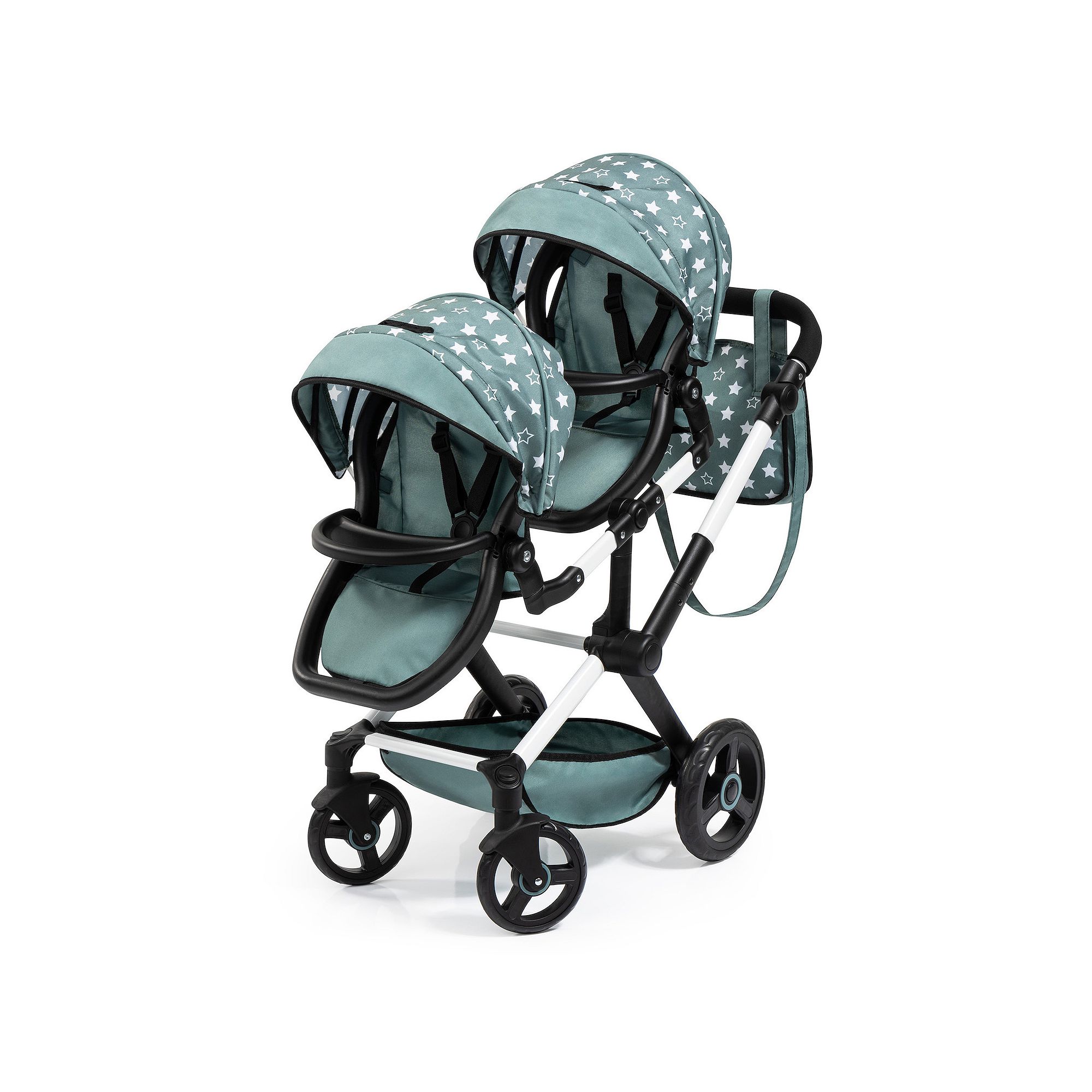 Bayer Design Dolls Pram Xeo Twin - Green & White Stars, Multi