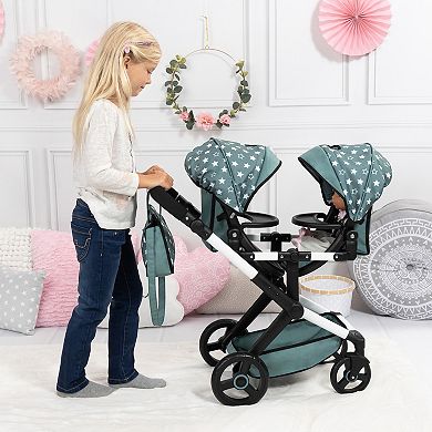 Bayer Design Dolls Pram Xeo Twin - Green & White Stars