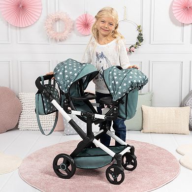 Bayer Design Dolls Pram Xeo Twin - Green & White Stars