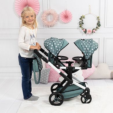 Bayer Design Dolls Pram Xeo Twin - Green & White Stars