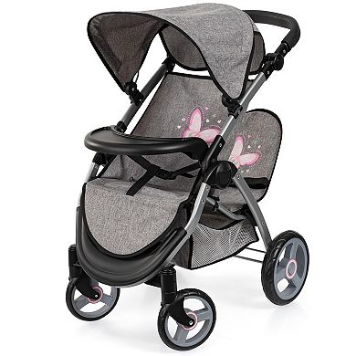 Bayer Design Dolls Twin Star Stroller - Grey, Pink, Butterfly