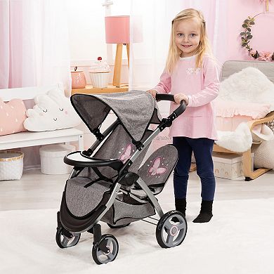 Bayer Design Dolls Twin Star Stroller - Grey, Pink, Butterfly