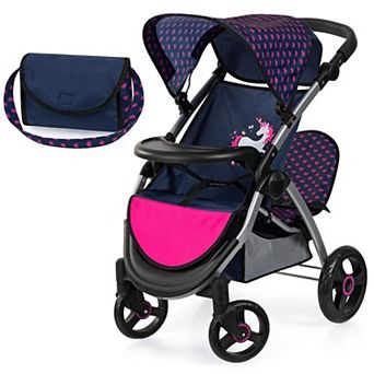 Bayer Design Dolls Twin Star Stroller - Blue, Hot Pink, Unicorn