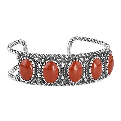 Southwest Spirit® Sterling Silver and Jasper Cuff Bracelet