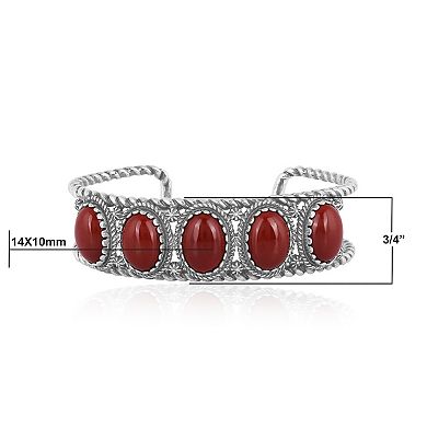 Southwest Spirit® Sterling Silver and Jasper Cuff Bracelet