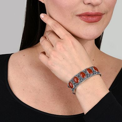 Southwest Spirit® Sterling Silver and Jasper Cuff Bracelet