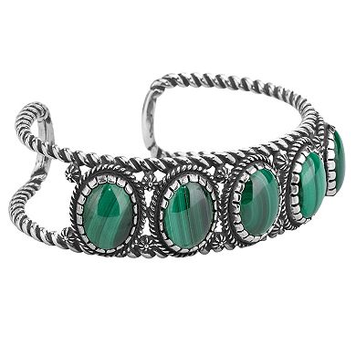 Southwest Spirit® Sterling Silver and Stone Cuff Bracelet