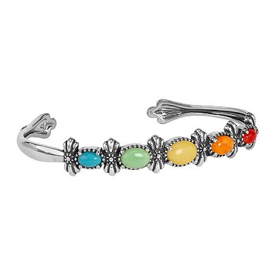 Southwest Spirit® Sterling Silver and Multi Gemstone Rainbow Cuff Bracelet